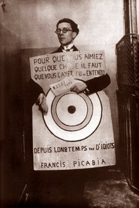 Andre Breton as Target Sandwich Man at Dada Festival, Paris, March 27 by Francis Picabia