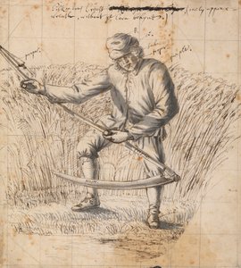 A Study for the Pilkington Crest, a mower with a scythe