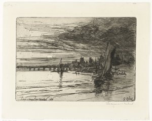 Bridge over the Thames (Battersea Bridge) by Francis Seymour Haden (Sir) (signed by artist)