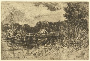 The River Test at Longparish by Francis Seymour Haden (Sir) (signed by artist)