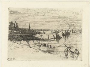 Inn on the Thames by Francis Seymour Haden (Sir) (signed by artist)
