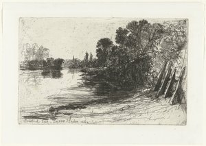 Bank of the Thames at Brentford by Francis Seymour Haden (Sir) (signed by artist)
