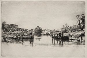 Egham Lock by Francis Seymour Haden