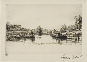 Egham Lock by Francis Seymour Haden