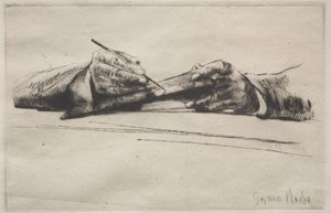 Hands Drypointing by Francis Seymour Haden