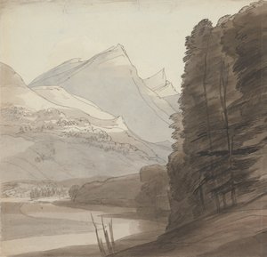 On the Side of the Rhine Near the Source, Light Coming from the Right by Francis Towne