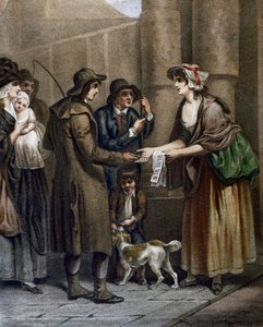 Seller of musical scores for new songs, engraving by Francis Wheatley from Cries in London, United Kingdom