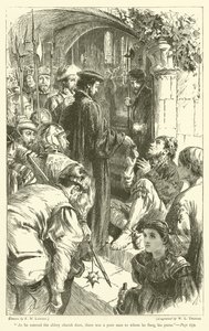 As he entered the abbey church door, there was a poor man to whom he flung his purse by Francis Wilfred Lawson