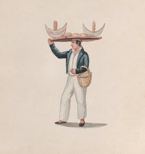 A Tortilla Vendor Balancing a Tray on His Head