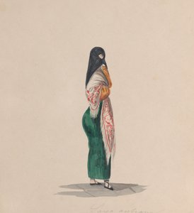 A Woman Wearing the Saya Standing in Profile by Francisco