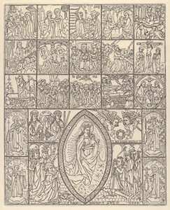 The Fifteen Mysteries and the Virgin of the Rosary Modern Impression by Francisco Doménech