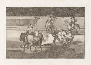 Banderillas with Firecrackers, Plate 31 from La Tauromaquia by Francisco de Goya