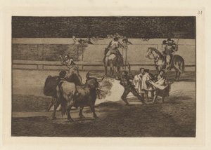 Banderillas with Firecrackers, Plate 31 from La tauromaquia by Francisco de Goya
