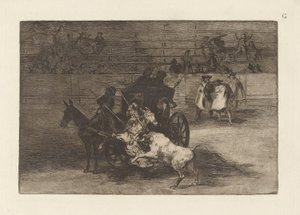 Fight in a Carriage Harnessed to Two Mules by Francisco de Goya