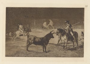 The Celebrated Picador, Fernando del Toro, Draws the Fierce Beast on with his Pique, Plate 27 from La tauromaquia