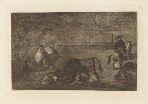 The Dogs Let Loose on the Bull, Plate C from La tauromaquia (third edition) by Francisco de Goya