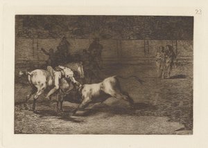 Mariano Ceballos, Alias the Indian, Kills the Bull from His Horse, Plate 23 from La tauromaquia by Francisco de Goya