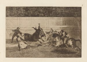 Death of Pepe Illo, 2nd Composition, Plate E from La Tauromaquia (third edition) by Francisco de Goya
