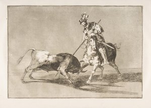 The Cid Campeador Spearing Another Bull (Plate 11 from the Tauromaquia) by Francisco de Goya