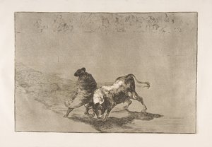 The Very Skillful Student of Falces, Wrapped in His Cape, 1816 (Plate 14 from the Tauromaquia)