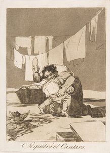 Plate 25 from Los Caprichos: If he broke the pot
