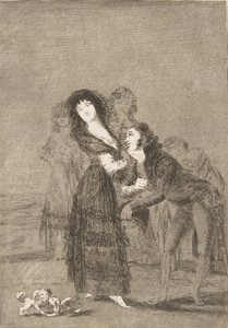 Plate 27 from Los Caprichos: Which of them is the more overcome, 1799