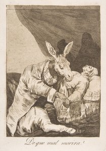 Plate 40 from Los Caprichos: Of What Ill Will He Die, 1799