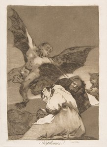 Plate 48 from Los Caprichos: Tale-Bearers-Blasts of Wind