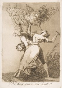 Plate 75 from Los Caprichos: Is there no one to untie us