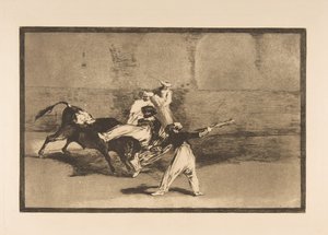 Plate 8 from the Tauromaquia: A Moor Caught by the Bull in the Ring by Francisco de Goya