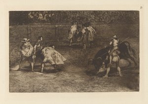 A Bullfighter Mounted on the Shoulders of a Chulo by Francisco de Goya
