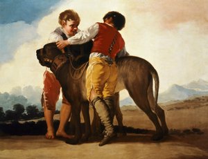 Boys with Mastiff
