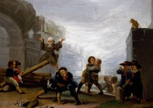 Children fighting and playing on a see-saw