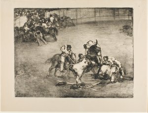Picador Caught by a Bull, from The Bulls of Bordeaux by Francisco Jose de Goya y Lucientes