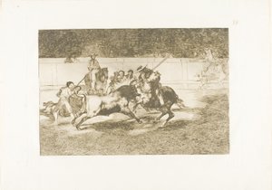 The Forceful Rendón Stabs a Bull with the Pique, from Which Pass He Died in the Ring at Madrid, Plate 28 from The Art of Bullfighting by Francisco Jose de Goya y Lucientes