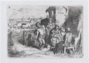 Plate 16: A Group of People Outdoors, Including a Man Pouring Wine or Water from a Vessel