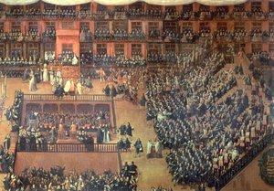 Auto de Fe in the Plaza Mayor, Madrid, 30 June 1680 (detail) by Francisco Rizi