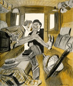 An Englishman stops a Frenchman from sitting in the free seat on the train, 1903
