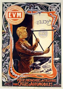 Poster advertising E.V.M. bicycle accessories