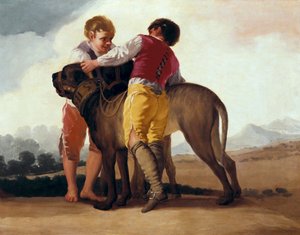 Boys with Mastiff
