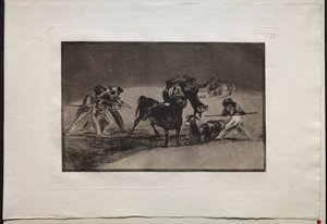 Bullfights: The Moors Use Donkeys as a Barrier to Defend Themselves Against the Bull Whose Horns Have Been Tipped with Balls by Francisco de Goya