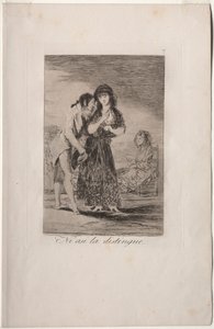 Caprichos: Even Thus He Cannot Make Her Out by Francisco de Goya