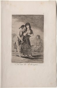 Caprichos: Even Thus He Cannot Make Her Out by Francisco de Goya