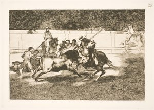 The Powerful Rendon Gores a Bull with the Lance, the Outcome that Caused His Death in the Arena in Madrid by Francisco de Goya