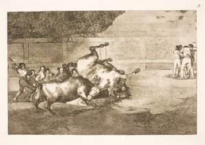 Horse Thrown to the Ground by a Bull by Francisco de Goya