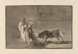 The Moors Make a Different Play in the Ring Calling the Bull with Their Burnous by Francisco de Goya