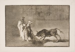 Moors in the Arena Trying to Attract the Bull with Their Burnus by Francisco de Goya