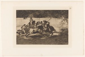 Rendon Piercing a Bull with His Lance (Bullfights) by Francisco de Goya