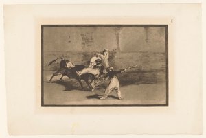 Bull Caught by Bullfighters by Francisco de Goya