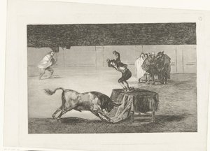 Bullfighter Standing on a Table in an Arena by Francisco de Goya